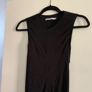 T by Alexander Wang black stretch midi dress with back cutout and cowl back